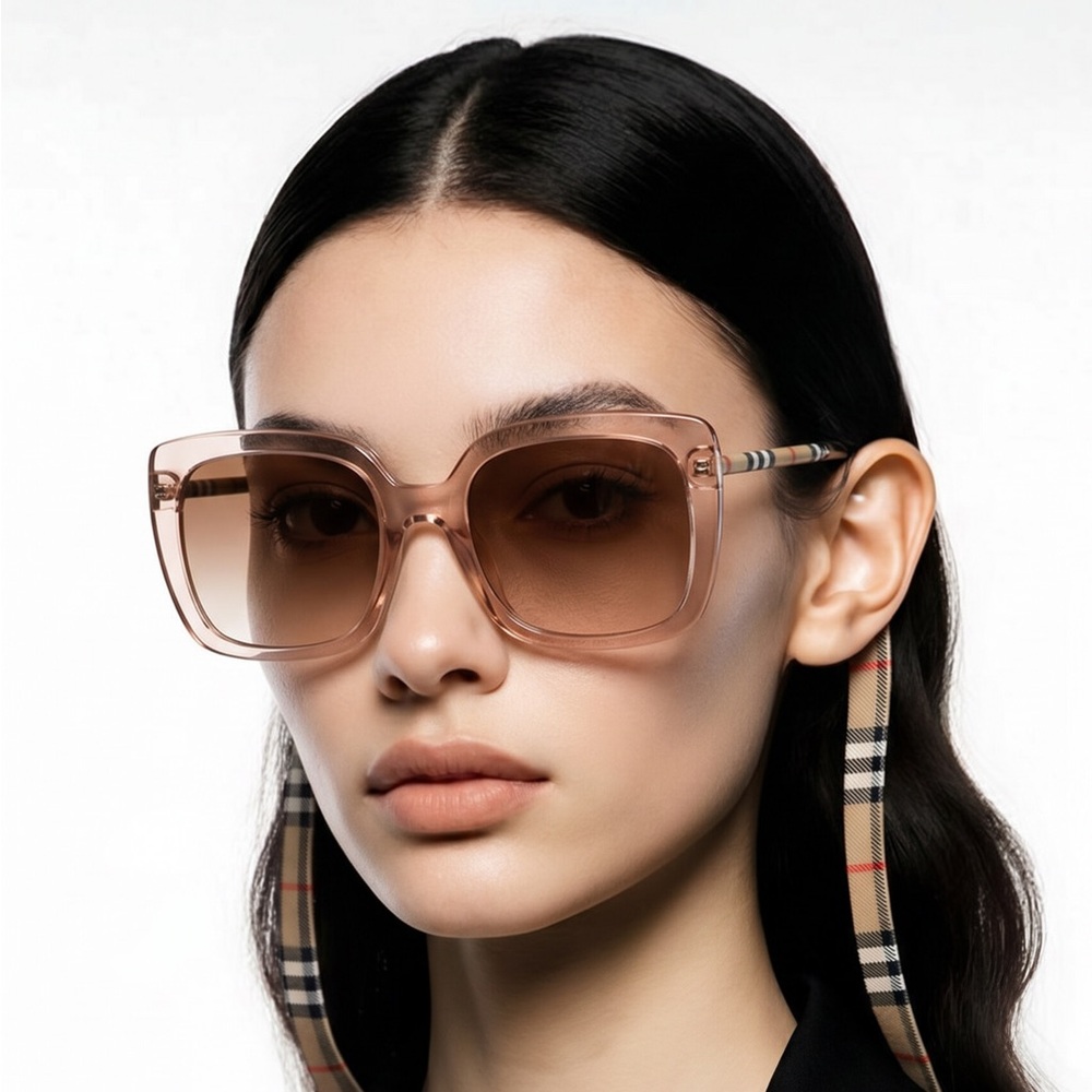 New - 💯 Original Burberry Caroll Gradient Brown Square Ladies Sunglasses BE432 - Picture 1 of 14